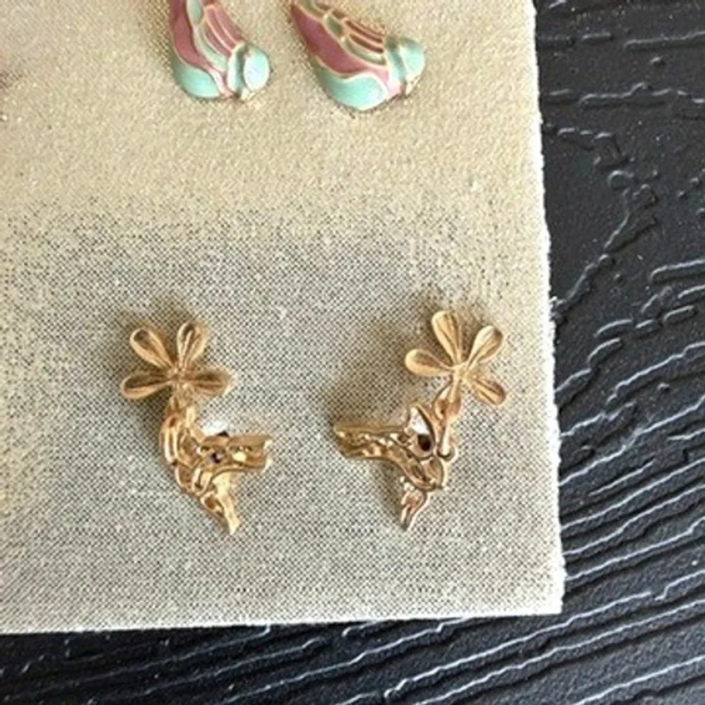 Joyfolie Take Flight Stud Earring Set Sand Gold 6 Pairs Floral Bird Rose NEW